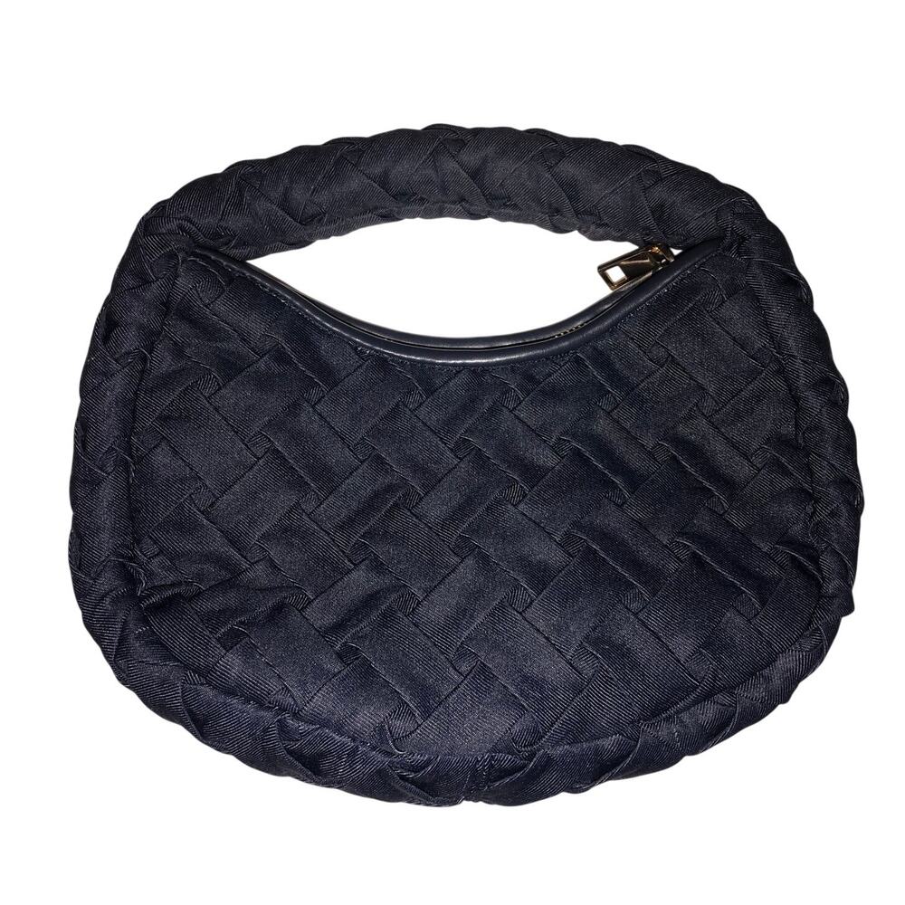 Urban Expressions Denim Woven Top Handle Bag Dark Wash Blue Small Y2K Vegan